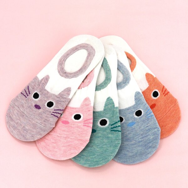 

5pairs Girls Cartoon Graphic Socks, Multicolor