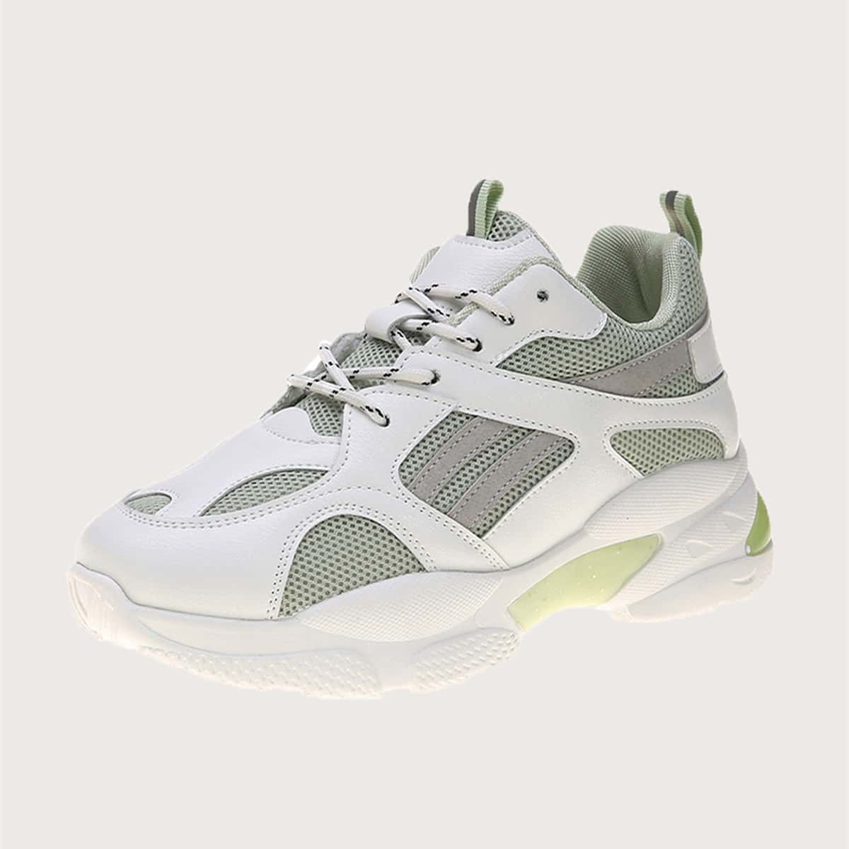 

Mesh Panel Lace-up Front Sneakers, Multicolor