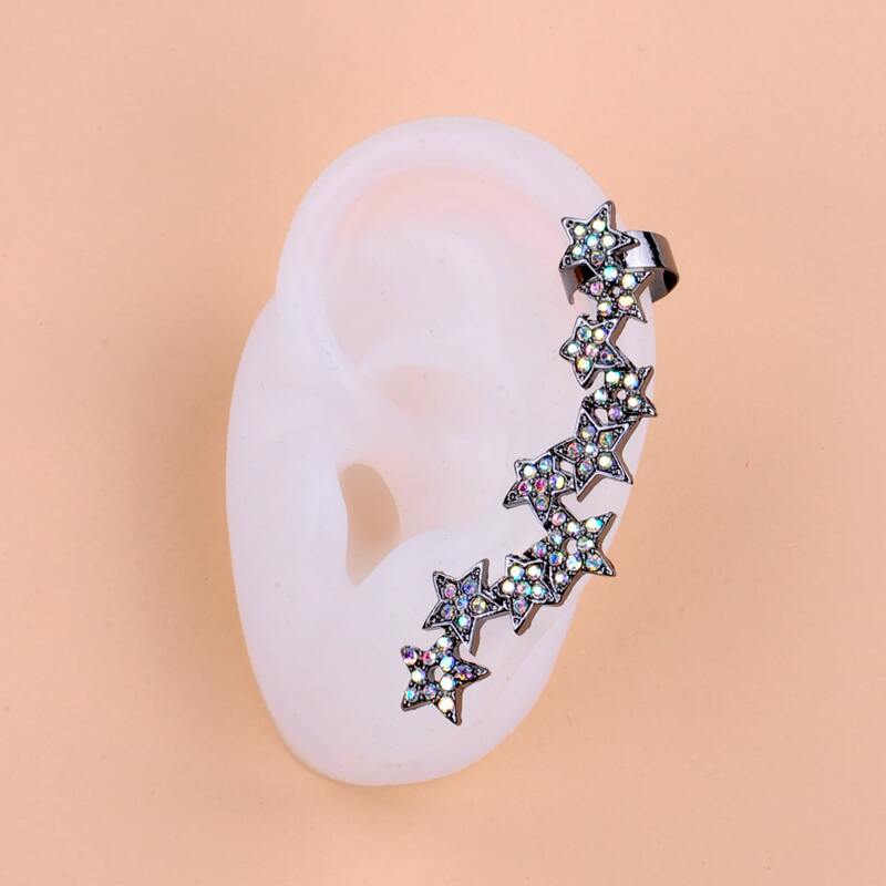 

Rhinestone Star Ear Climber, Silver