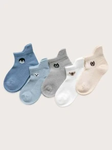 5pairs Toddler Boys Cat Pattern Socks - Multicolor - View 1