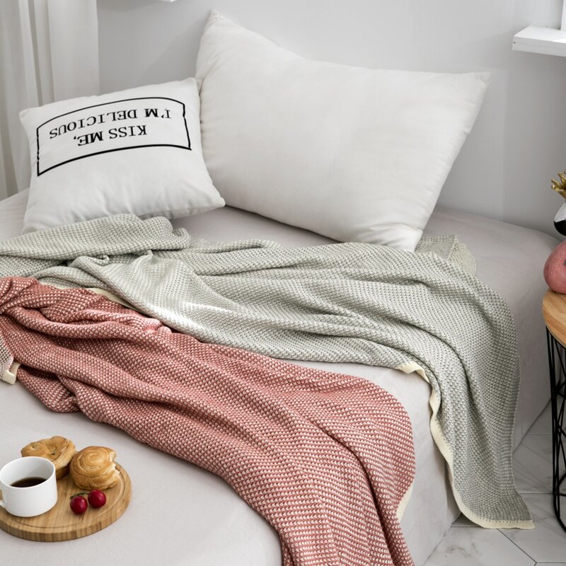 

1pc Solid knitted Blanket, Multicolor