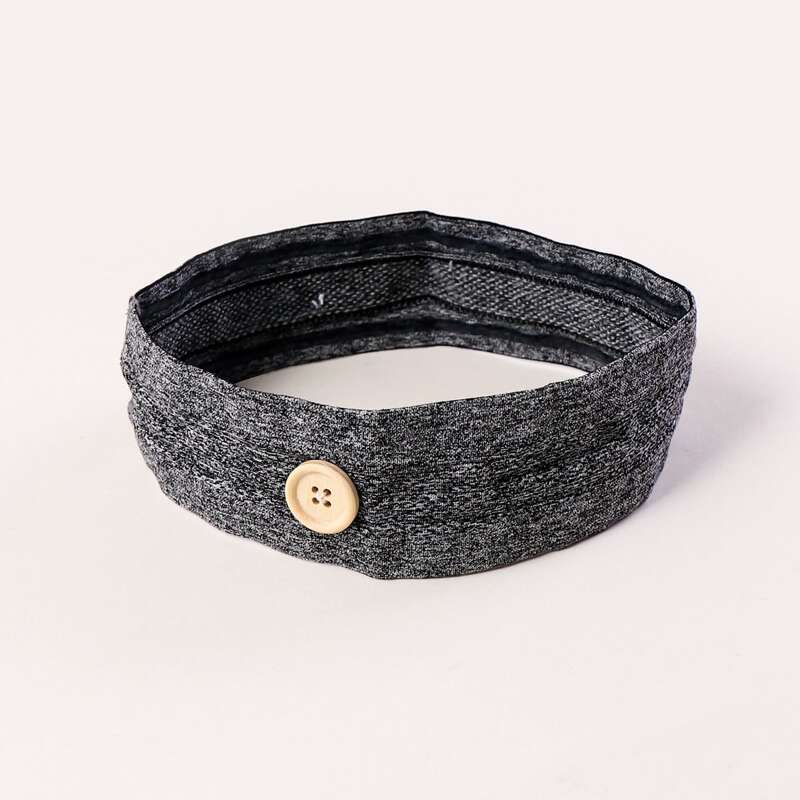 

Simple Button Headband, Grey