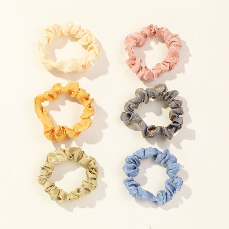 

6pcs Colorful Glitter Scrunchie, Multicolor
