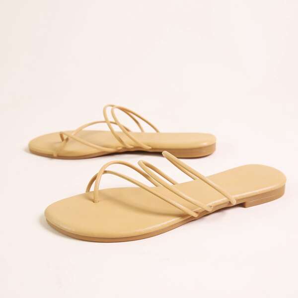 

Toe Ring Thin Strap Sliders, Yellow