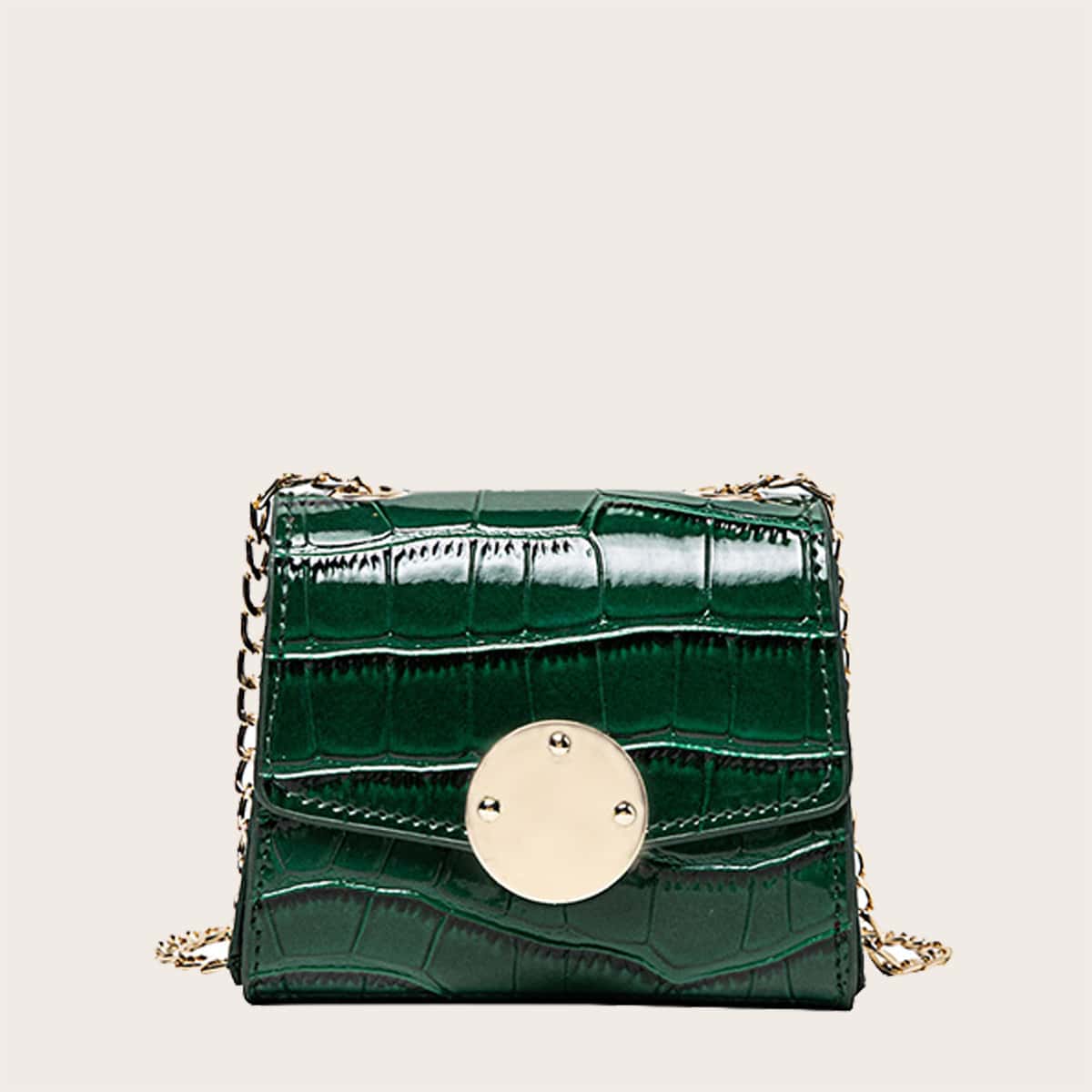 

Croc Embossed Flap Crossbody Bag, Green