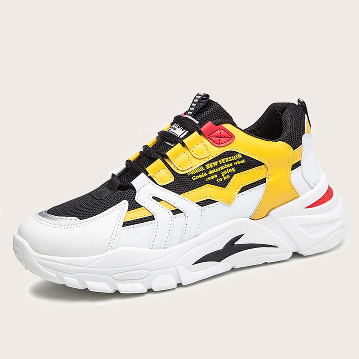 

Guys Letter Graphic Color-block Sneakers, Yellow