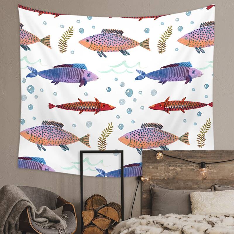 

Fish Print Tapestry, Multicolor