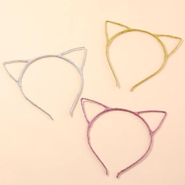 

3pcs Girls Cat Ear Hair Clip, Multicolor