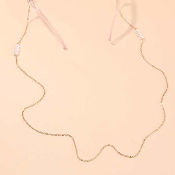 

Girls Faux Pearl Decor Glasses Chain, Gold
