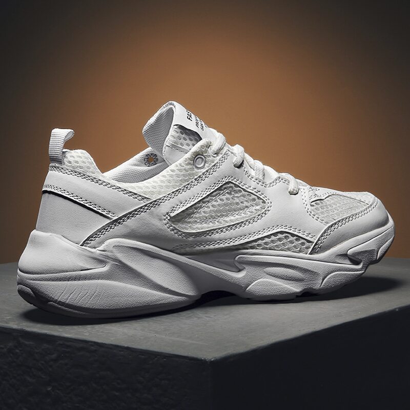

Guys Mesh Panel Lace-up Front Chunky Sneakers, White