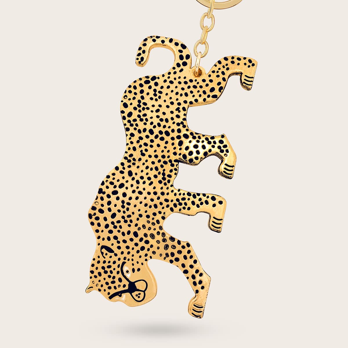 

Leopard Charm Keychain, Gold