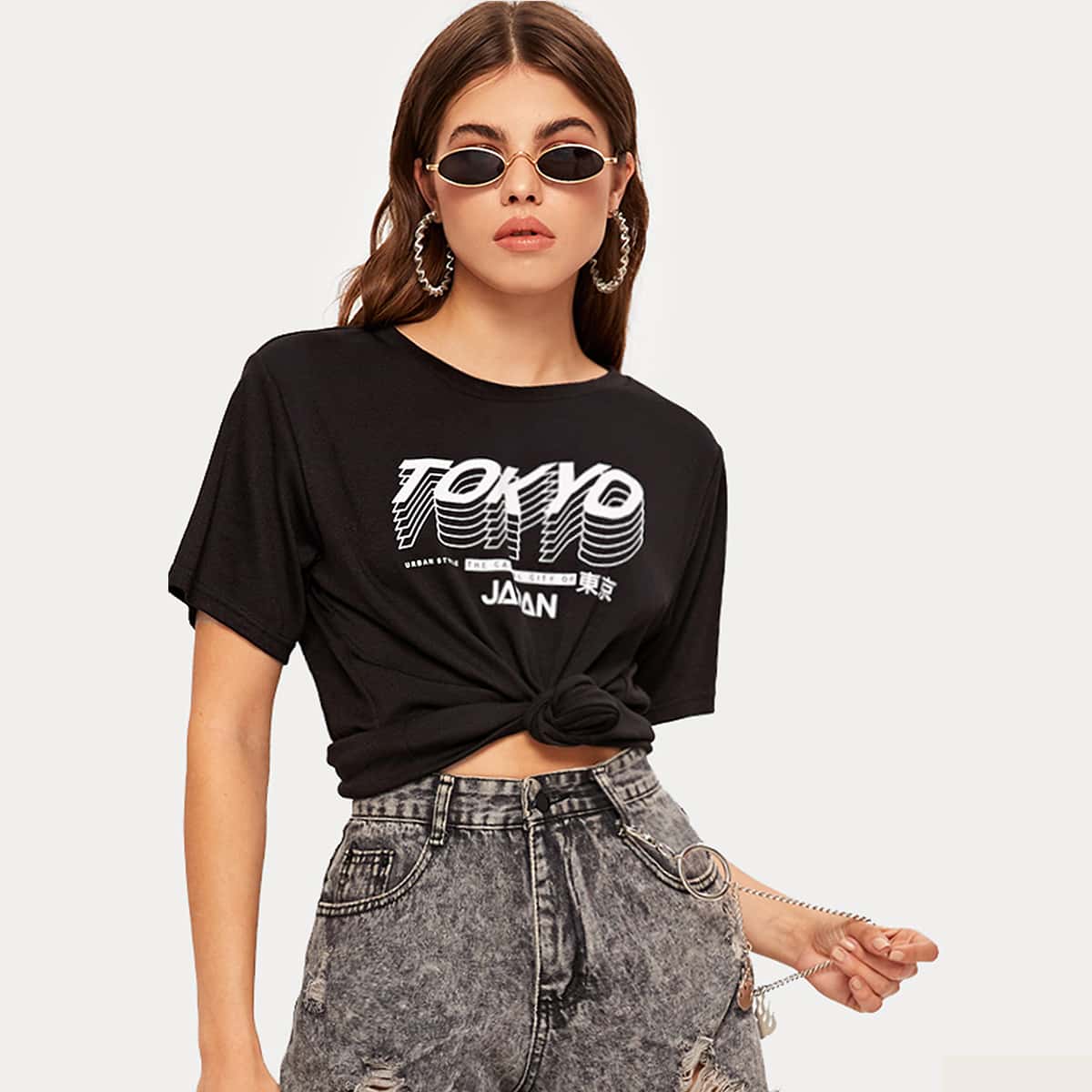 

Letter Graphic Black Tee