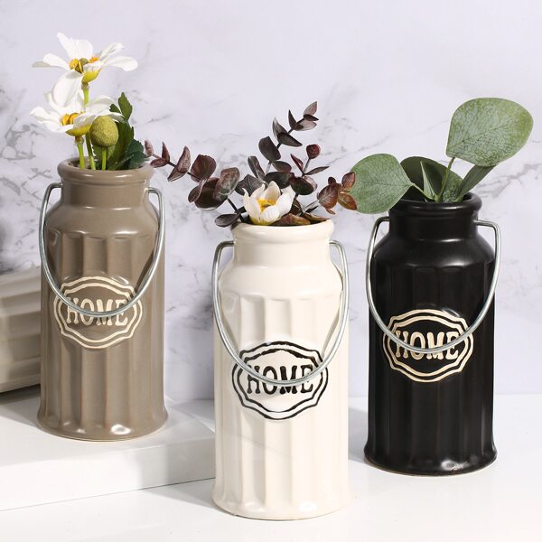 

1pc Letter Graphic Flower Vase, Multicolor