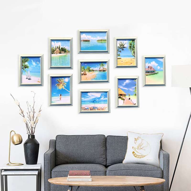 

9pcs 7 Inch Wall Photo Frame, Green