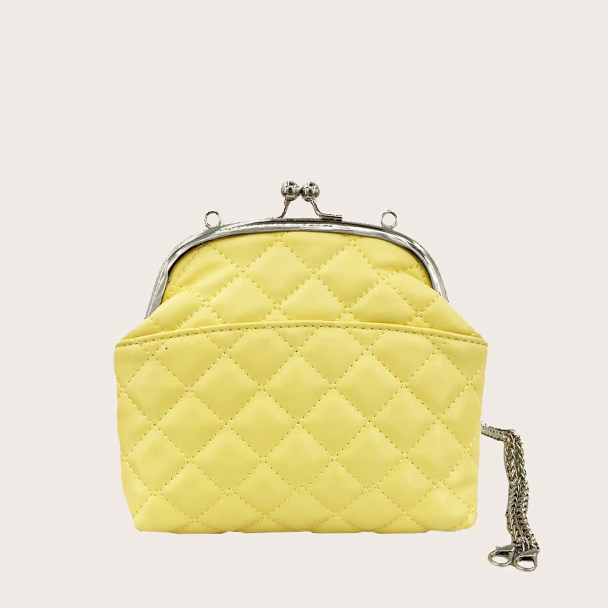 

Quilted Kiss Lock Clutch Bag, Yellow