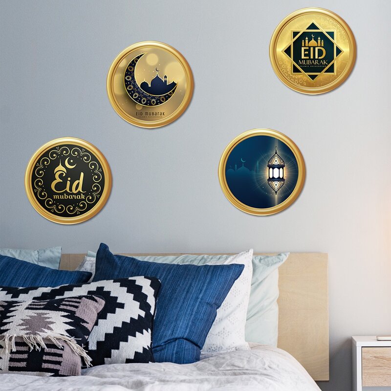 

4pcs Moon Print Ramadan Wall Sticker, Multicolor