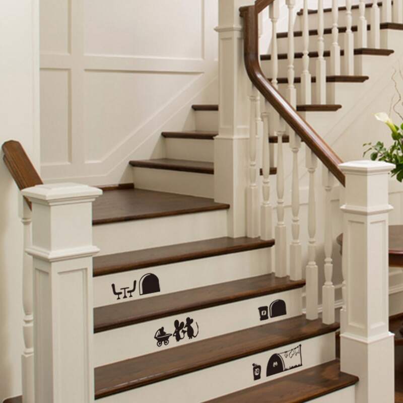 Cartoon Graphic Stair Sticker, Black