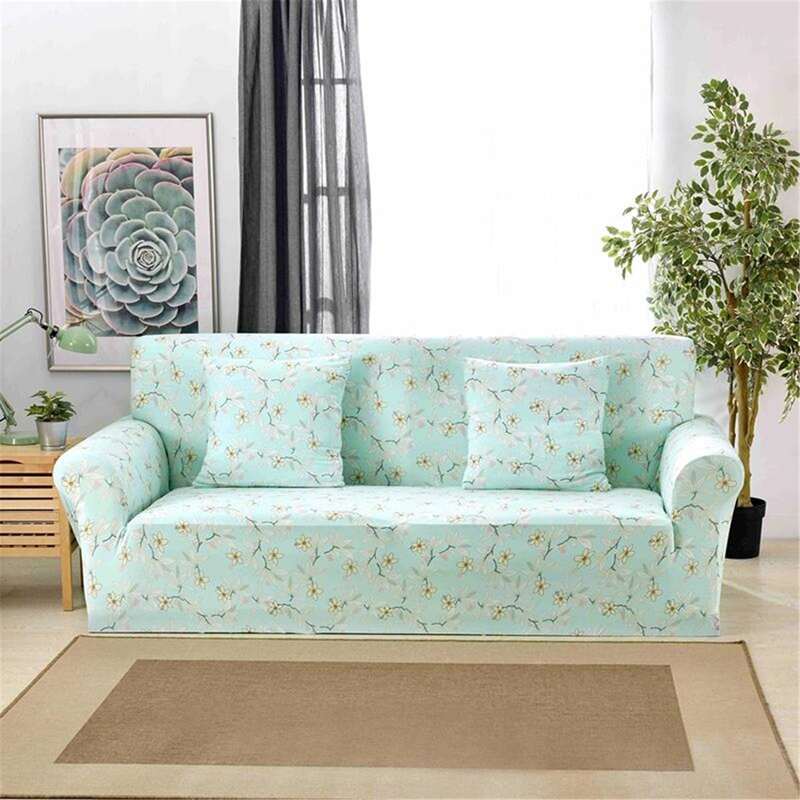 

Flower Print Stretchy Sofa Cover Without Cushion Cover, Green