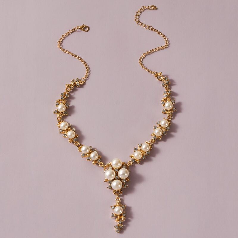 

Faux Pearl Decor Necklace, Gold