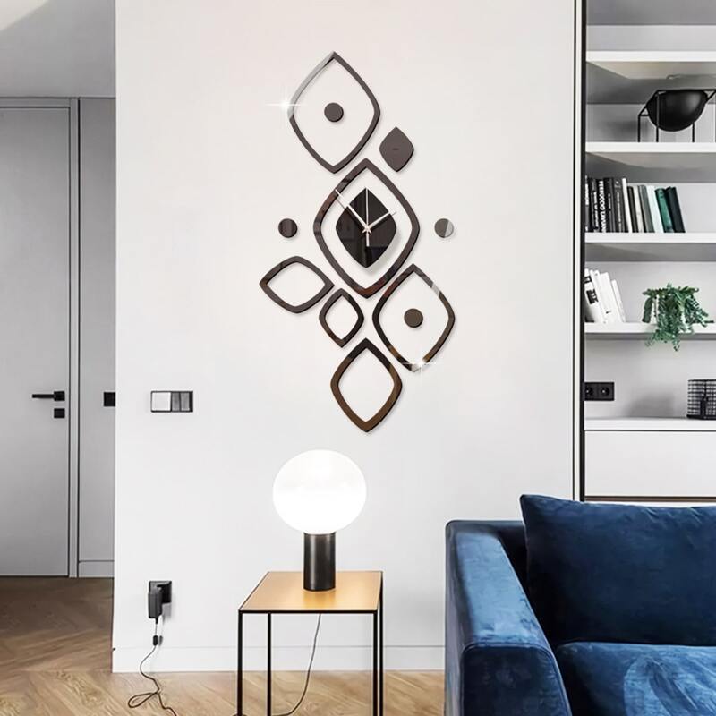 

1pack Geometric Pattern Mirror Surface Wall Clock, Multicolor