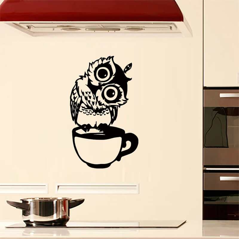 Owl Pattern Wall Sticker, Black