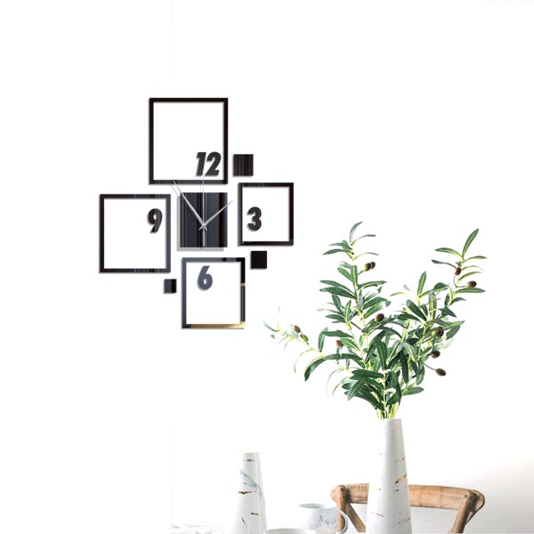 

1pack Geometric Pattern Mirror Surface Wall Clock, Multicolor