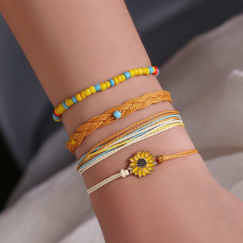 

4pcs Floral Decor Bracelet, Multicolor