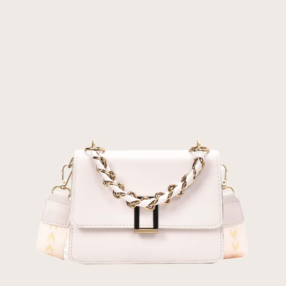 

Minimalist Flap Satchel Bag, White