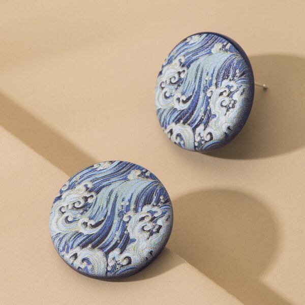 

Wave Pattern Stud Earrings, Multicolor
