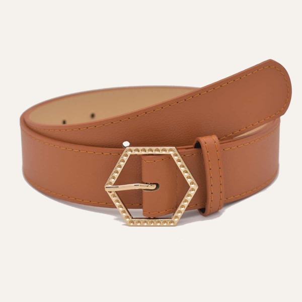 

Hexagon Buckle Belt, Brown