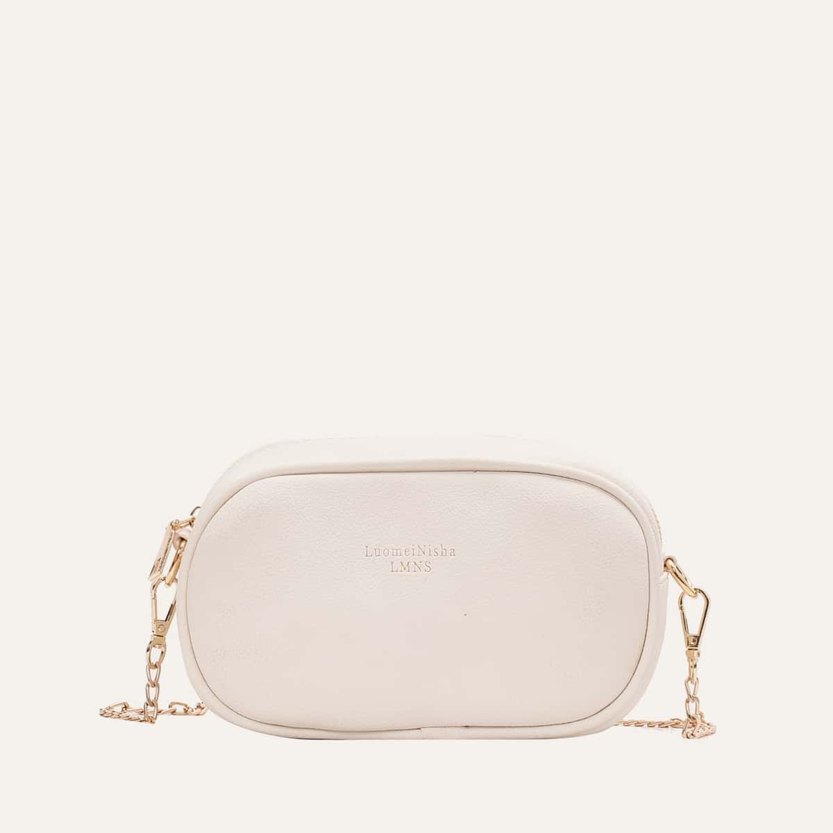 

Letter Graphic Chain Crossbody Bag, White