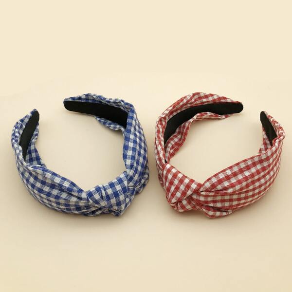 

2pcs Gingham Hair Hoop, Multicolor