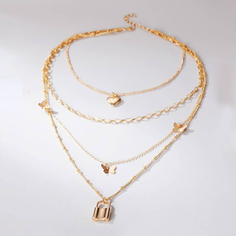 

Butterfly Charm Layered Necklace, Gold