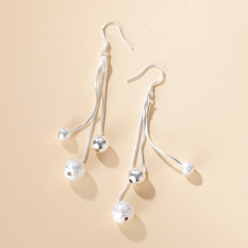 

Ball Charm Drop Earrings, Silver