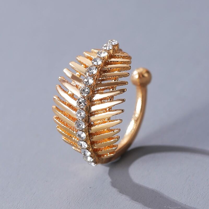

1pc Leaf Design Ear Cuff, Gold
