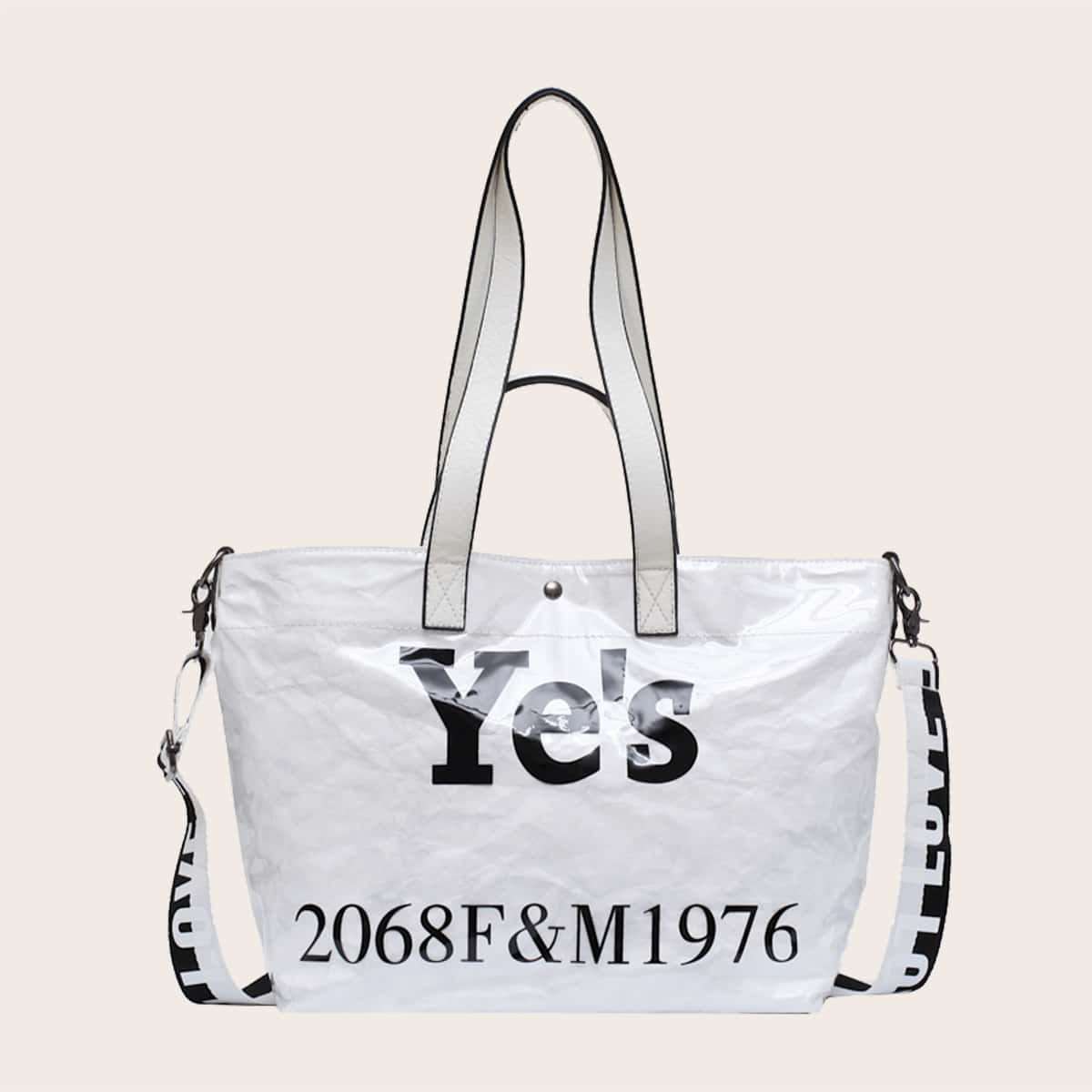 

Letter Graphic Tote Bag, White