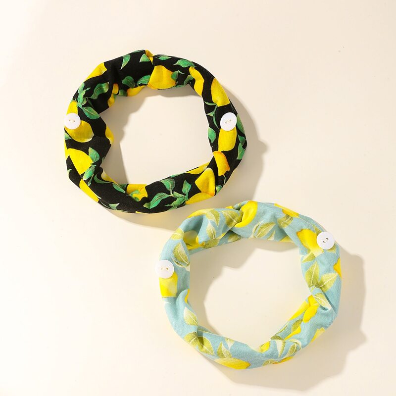 

2pcs Button Decor Headband, Multicolor