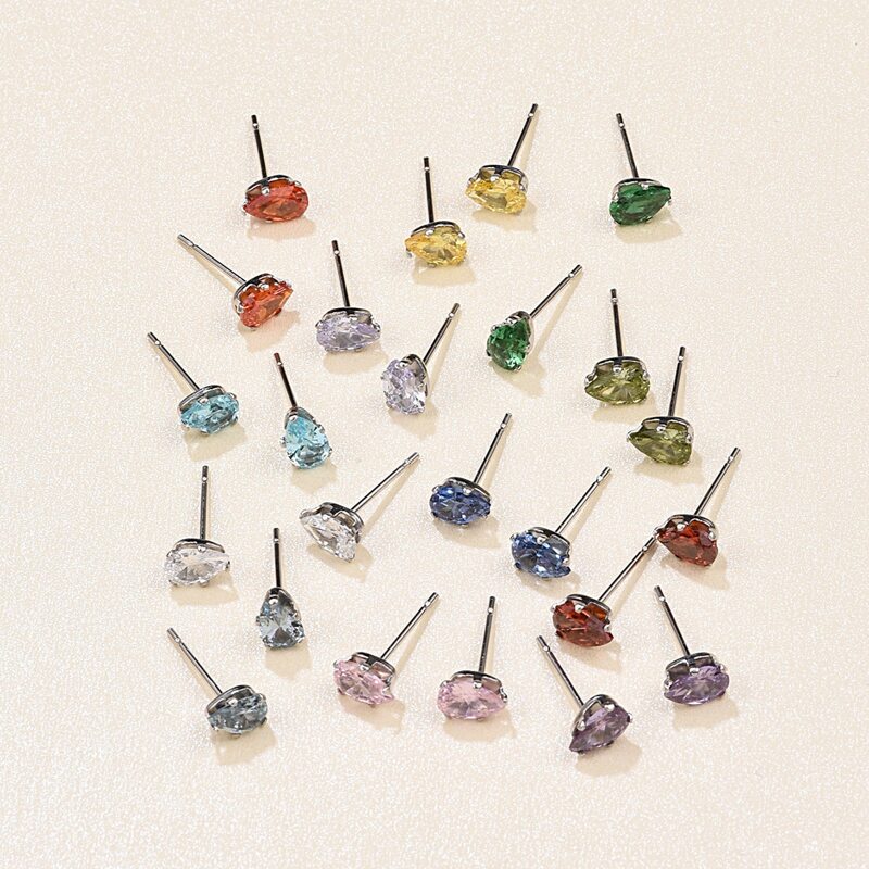 

12pairs Rhinestone Water Drop Earrings, Multicolor