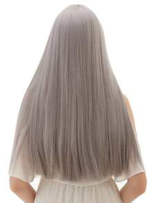 Natural Long Straight Wig With Bang - Grey - View 2