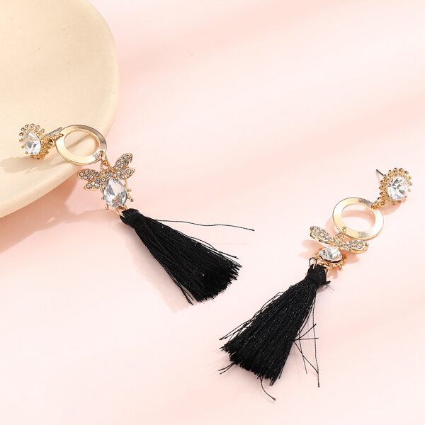 

Tassel Drop Earrings, Black