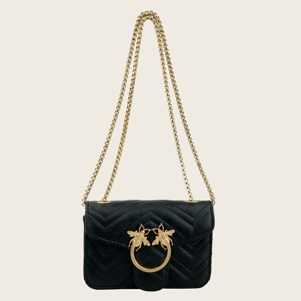 

Stitch Detail Flap Crossbody Bag, Black