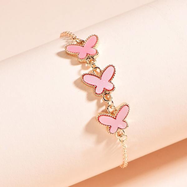 

Butterfly Chain Bracelet, Pink