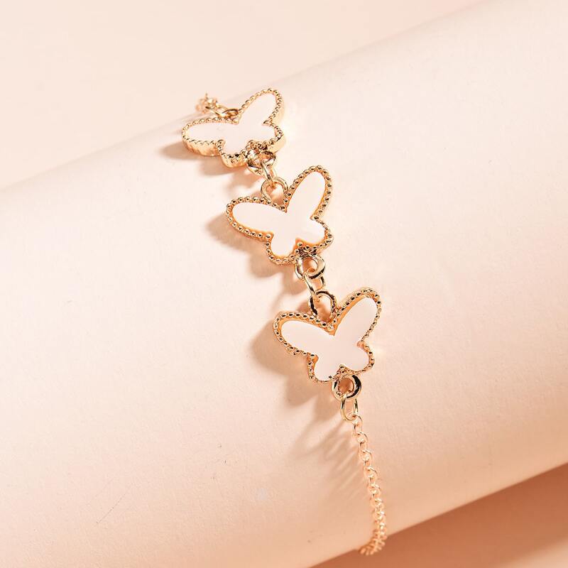 

Butterfly Chain Bracelet, Beige