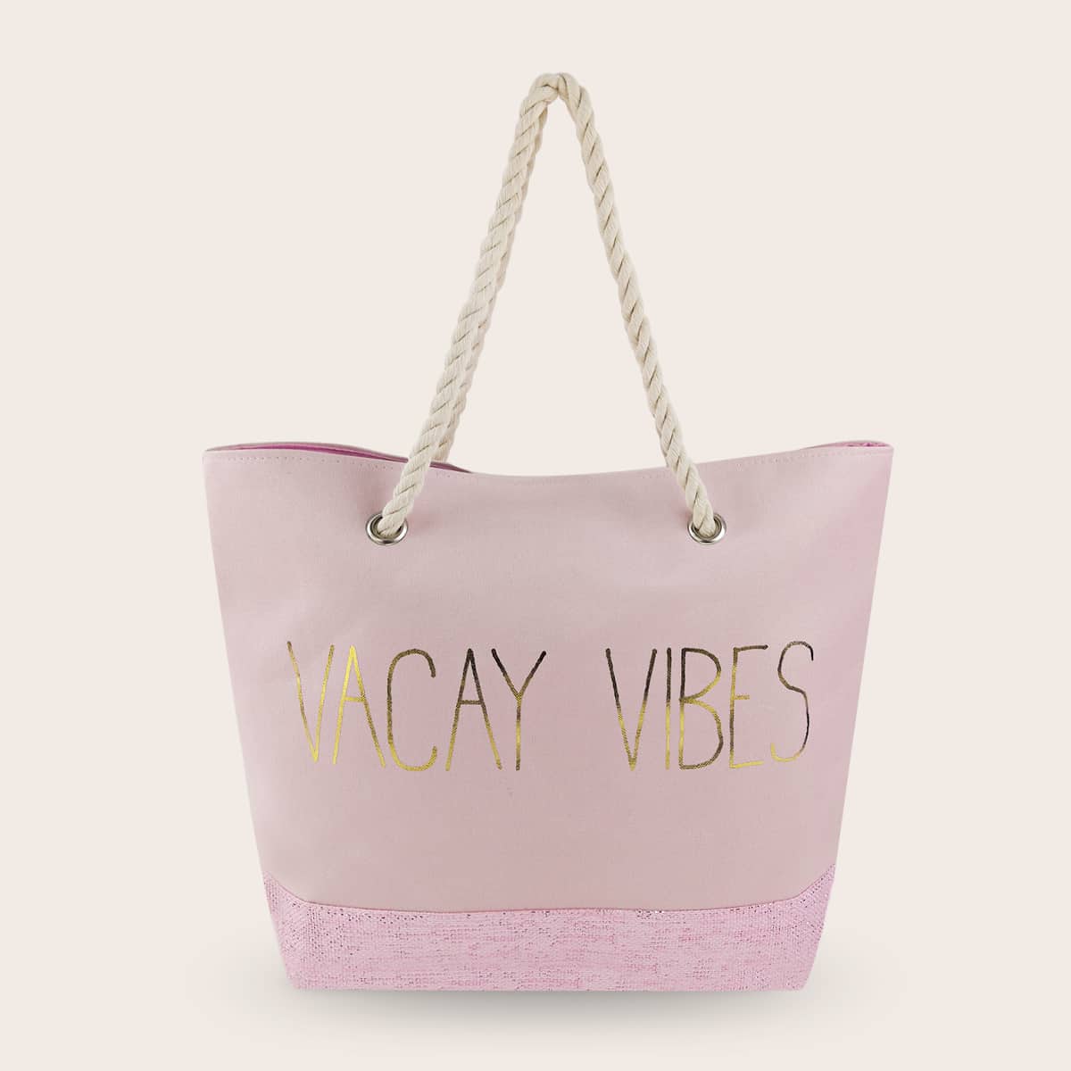 

Letter Graphic Tote Bag, Pink