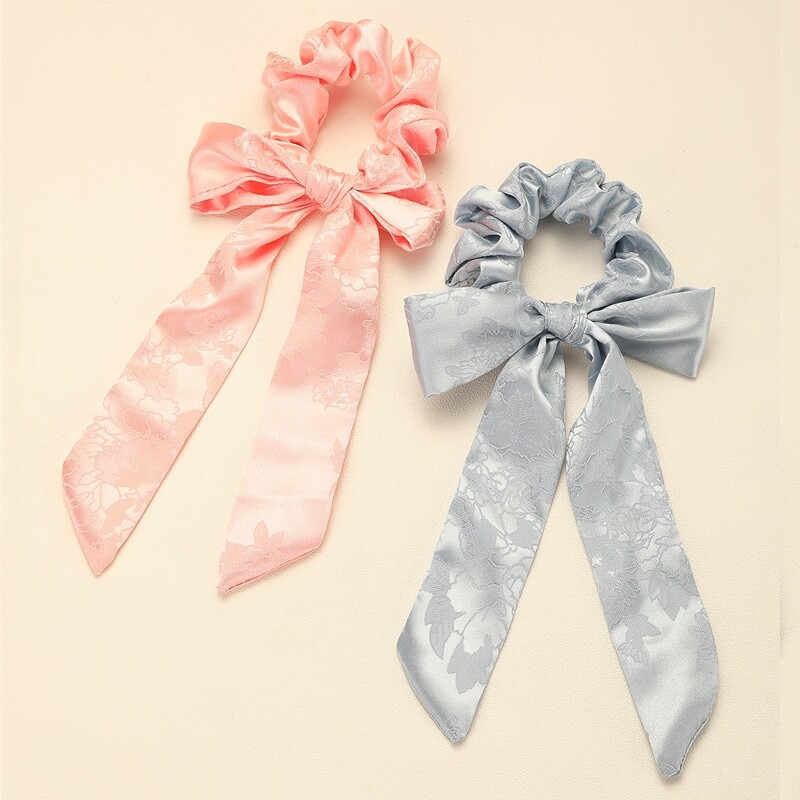 

2pcs Flower Pattern Scrunchie Scarf, Multicolor