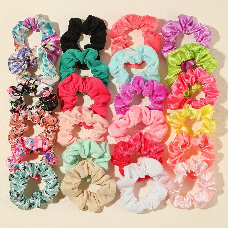 

24pcs Velvet Satin Scrunchie, Multicolor
