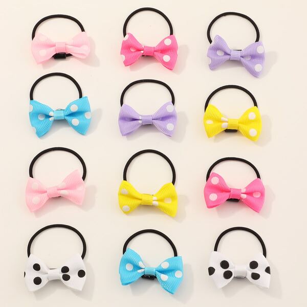 

12pcs Toddler Girls Bow Hair Tie, Multicolor