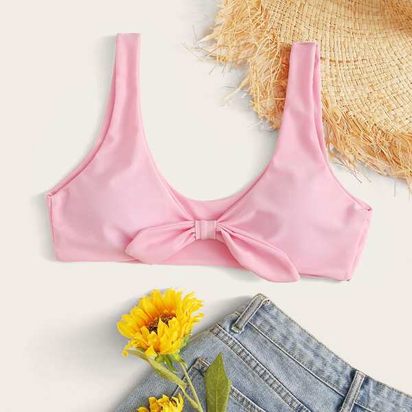 

Knot Front Bikini Top, Pink