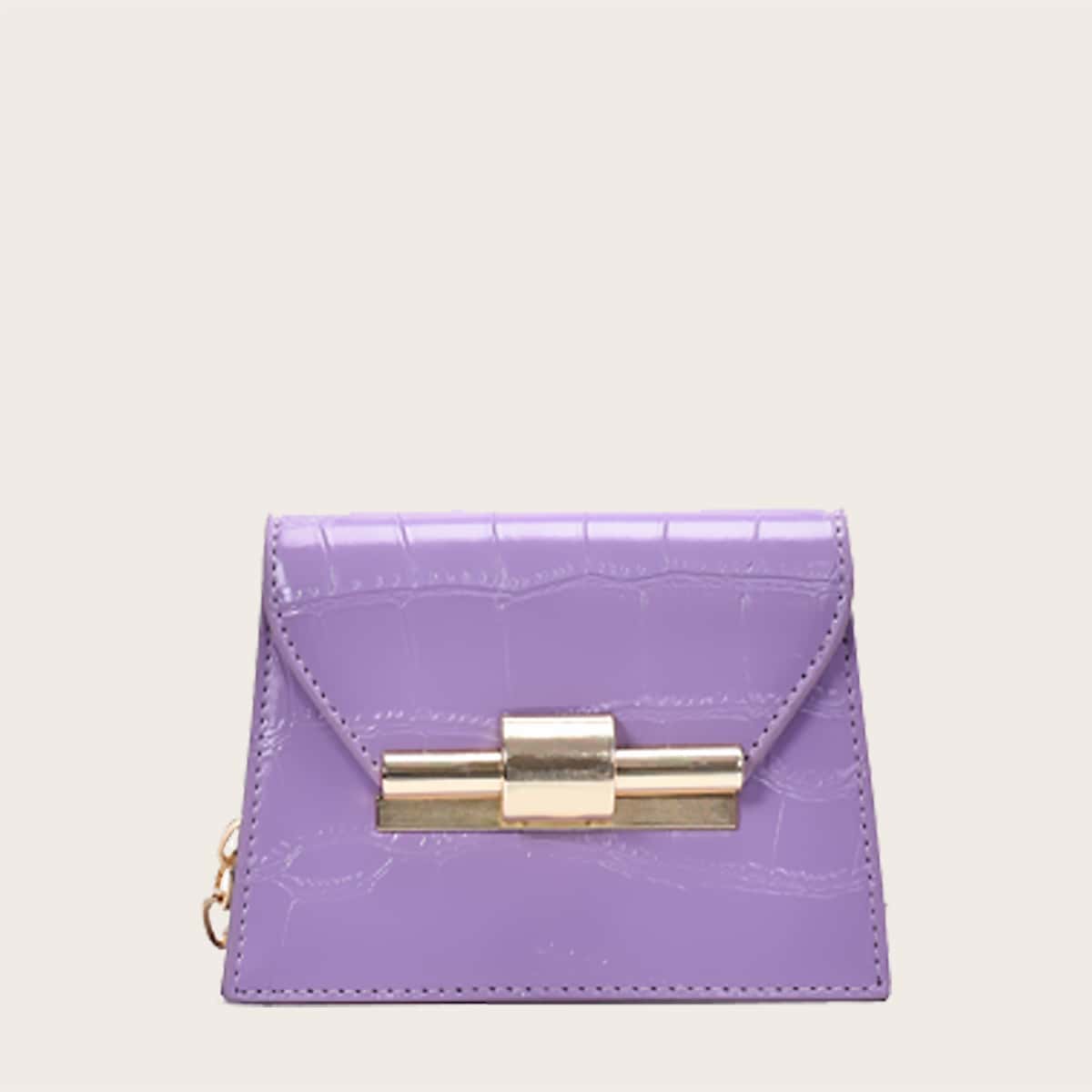 

Croc Embossed Flap Chain Crossbody Bag, Purple