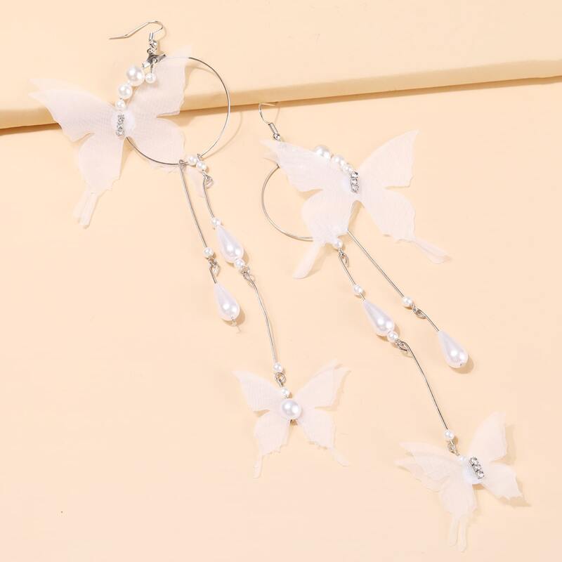 

Butterfly Decor Drop Earrings, White